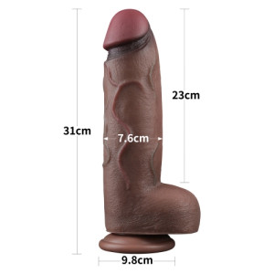 Реалистичный фаллоимитатор на присоске Dual Layered Silicone Cock 31 см. (иной угол)
