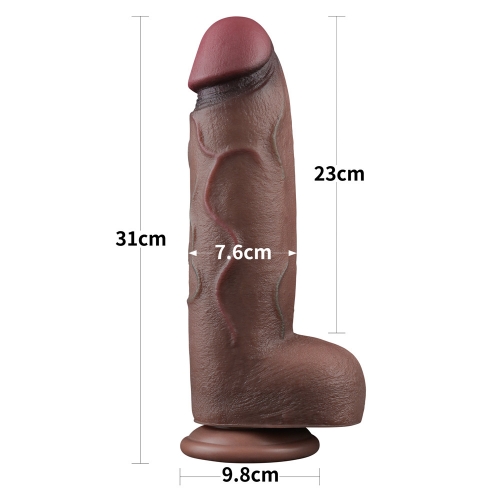 Реалистичный фаллоимитатор на присоске Dual Layered Silicone Cock 31 см.