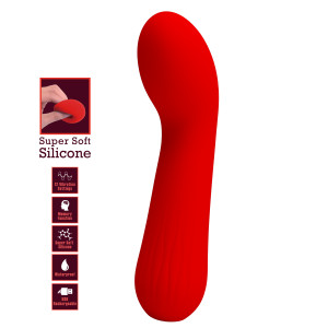 Перезаряжаемый гибкий вибратор для точки G Pretty Love Faun Super Soft Silicone красный (иной угол)