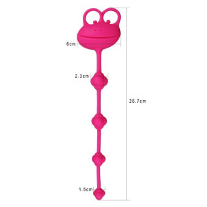 Анальная цепочка розовая Silicone Frog Anal Beads-Pink (иной угол)