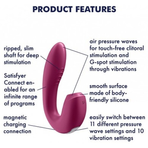 Смарт-вибратор с вакуумно-волновым стимулятором клитора розовый Sunray Satisfyer