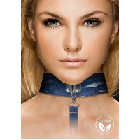 Джинсовый ошейник с поводком голубой Roughend Denim Style