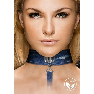 Джинсовый ошейник с поводком голубой Roughend Denim Style