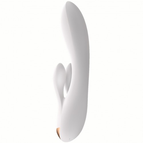 Смарт-вибратор с клиторальным стимулятором белый Double Flex Satisfyer