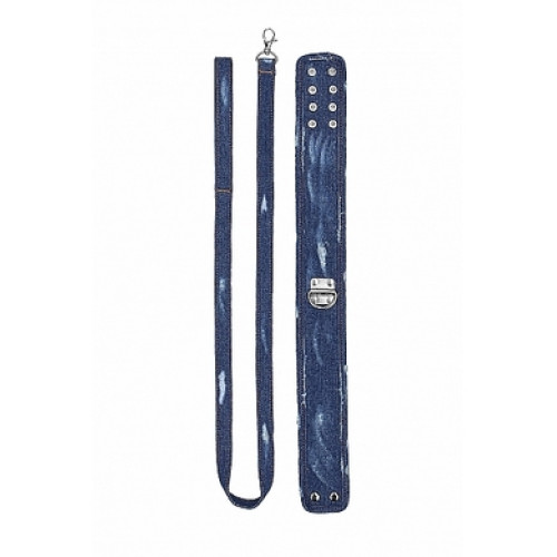 Джинсовый ошейник с поводком голубой Roughend Denim Style