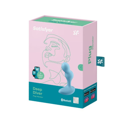 Анальный смарт-стимулятор с вибрацией голубой Deep Diver Satisfyer