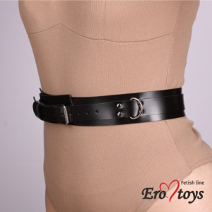 Бандажный пояс чёрный из натуральной кожи Erotoys Fetish line, Ero-74 (иной угол)