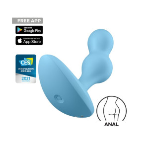 Анальный смарт-стимулятор с вибрацией голубой Deep Diver Satisfyer (иной угол)