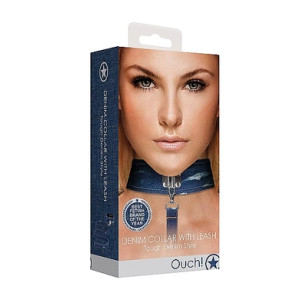Джинсовый ошейник с поводком голубой Roughend Denim Style (иной угол)