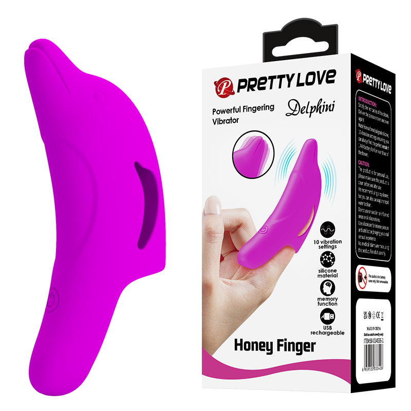 Пальчиковый вибратор-«дельфин» фиолетовый Delphini Honey Finger Pretty Love