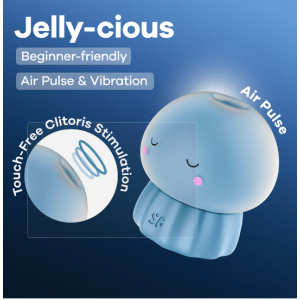 Вакуумный стимулятор клитора голубой Jelly-cious Satisfyer (иной угол)