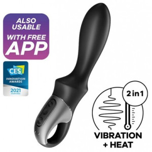 Анальный смарт-вибратор с функцией нагрева черный Heat Climax Satisfyer (иной угол)