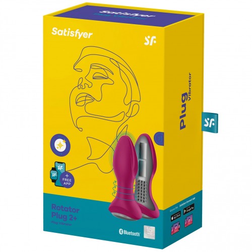Анальный смарт-стимулятор с вибрацией и ротацией фуксия Rotator Plug 2+ Satisfyer
