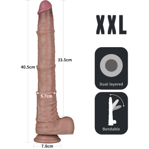 Реалистичный фаллоимитатор гигант двухслойный Dual Cock XXL 40 см (иной угол)