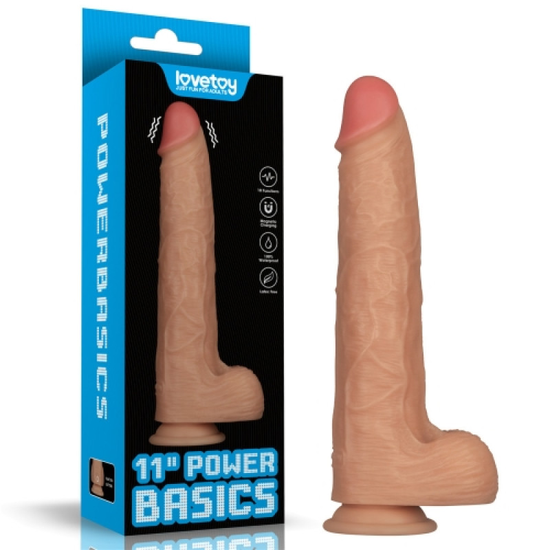 Перезаряжаемый вибратор реалистичный Power Basics 28 см