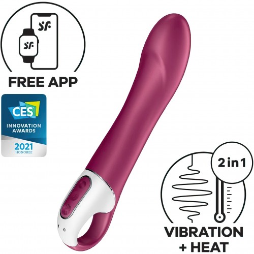 Смарт-вибратор с функцией нагрева бордовый Big Heat Satisfyer