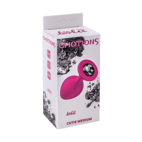 Анальная пробка розовая с черным кристаллом Emotions Cutie Medium