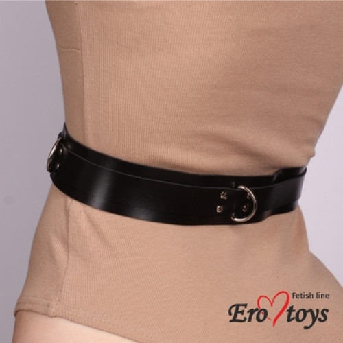 Бандажный пояс чёрный из натуральной кожи Erotoys Fetish line, Ero-74