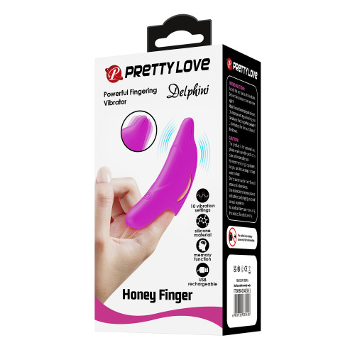 Пальчиковый вибратор-«дельфин» фиолетовый Delphini Honey Finger Pretty Love