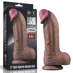 Реалистичный фаллоимитатор на присоске Dual Layered Silicone Cock 28 см.