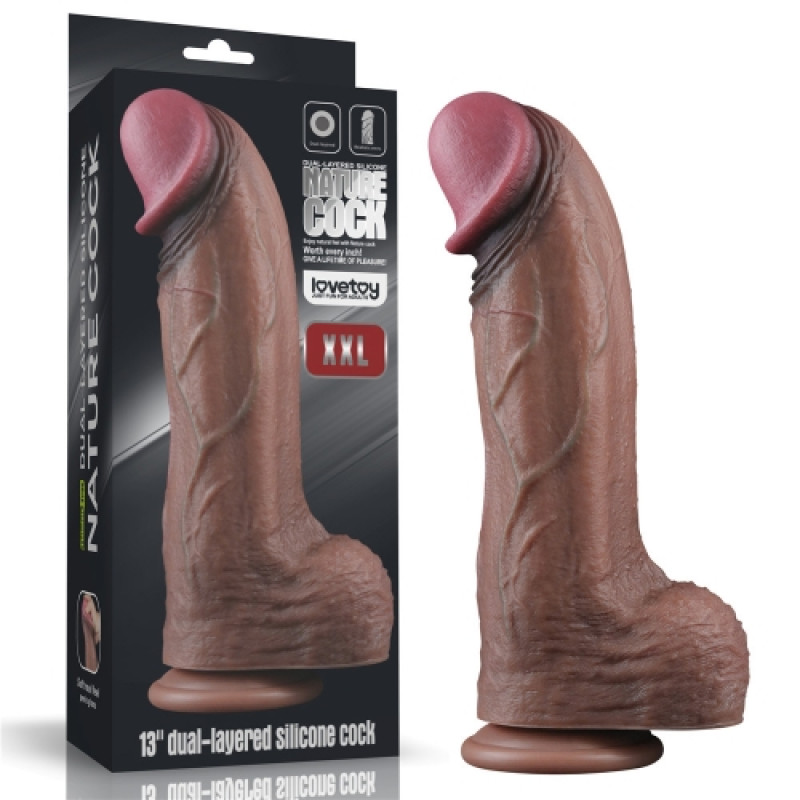 Реалистичный фаллоимитатор на присоске Dual Layered Silicone Cock 28 см.