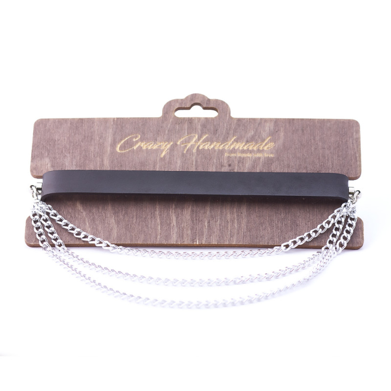 Ошейник из натуральной кожи с цепочками Crazy Handmade