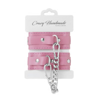 Оковы скругленные розовые с серебрянной цепочкой Crazy Handmade