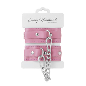 Оковы скругленные розовые с серебрянной цепочкой Crazy Handmade