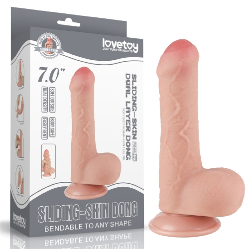 Реалистичный фаллоимитатор на присоске Sliding Skin Dual Layer Dong 18,3 см