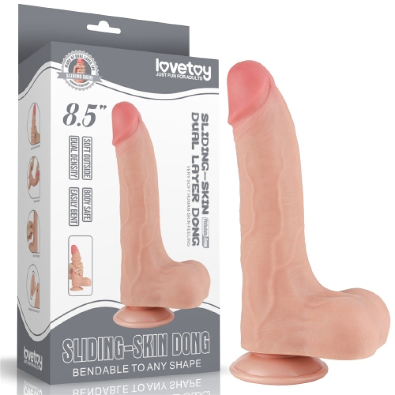 Реалистичный фаллоимитатор на присоске Sliding Skin Dual Layer Dong 22 см