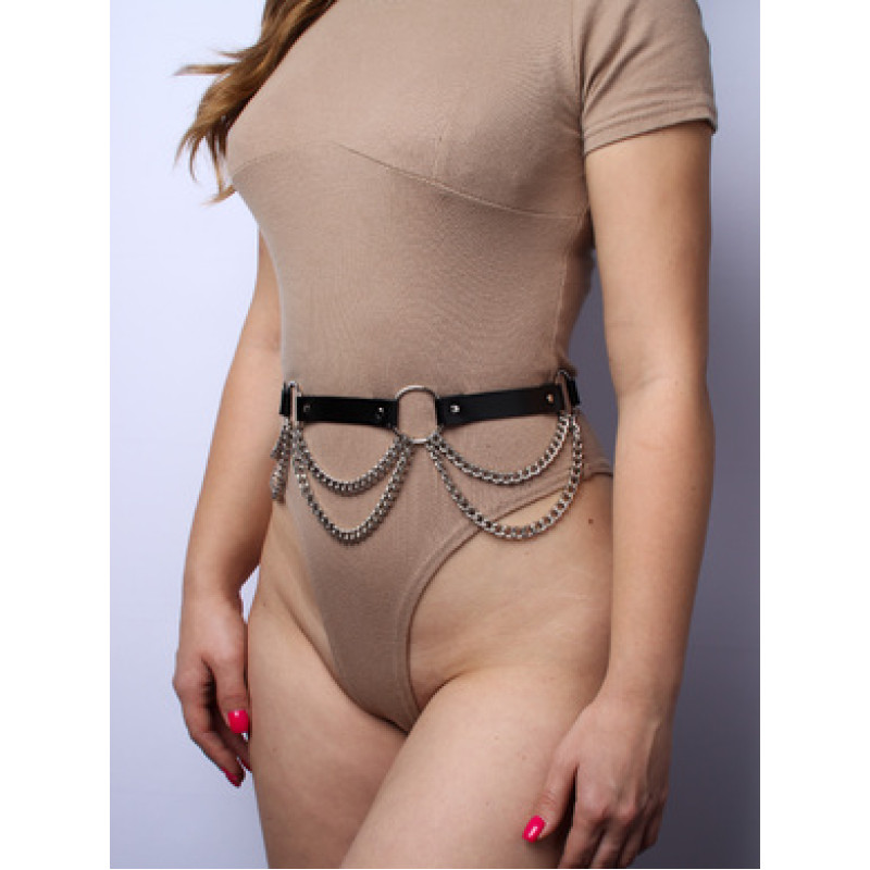 Черный пояс из натуральной кожи Erotoys Fetish line, Ero-53