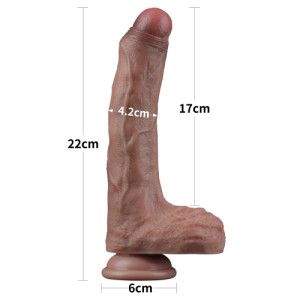 Реалистичный фаллоимитатор с мошонкой Dual Layered Silicone 22 см (иной угол)