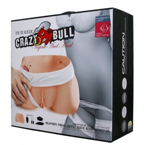 Реалистичный мастурбатор с вагиной и анусом и двумя вибропулями Crazy Bull