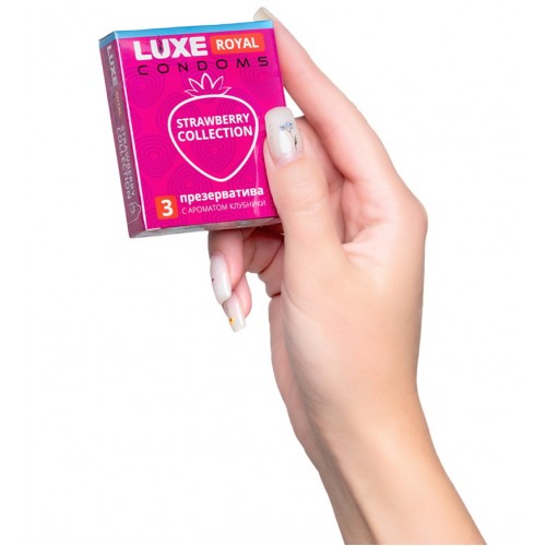 Презервативы с ароматом клубники 3 шт. Luxe Royal Strawberry Collection