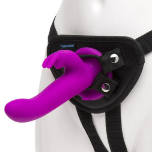 Страпон с вибрацией перезаряжаемый Happy Rabbit Strap-on Kit фиолетовый