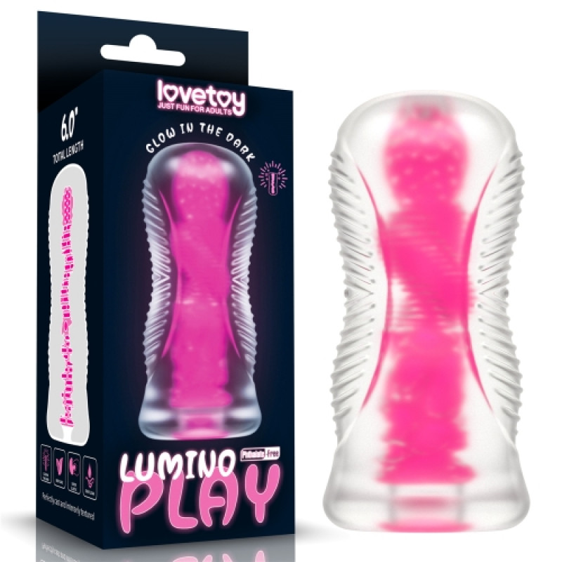 Прозрачный мастурбатор светящийся в темноте Lumino Play Pink Glow
