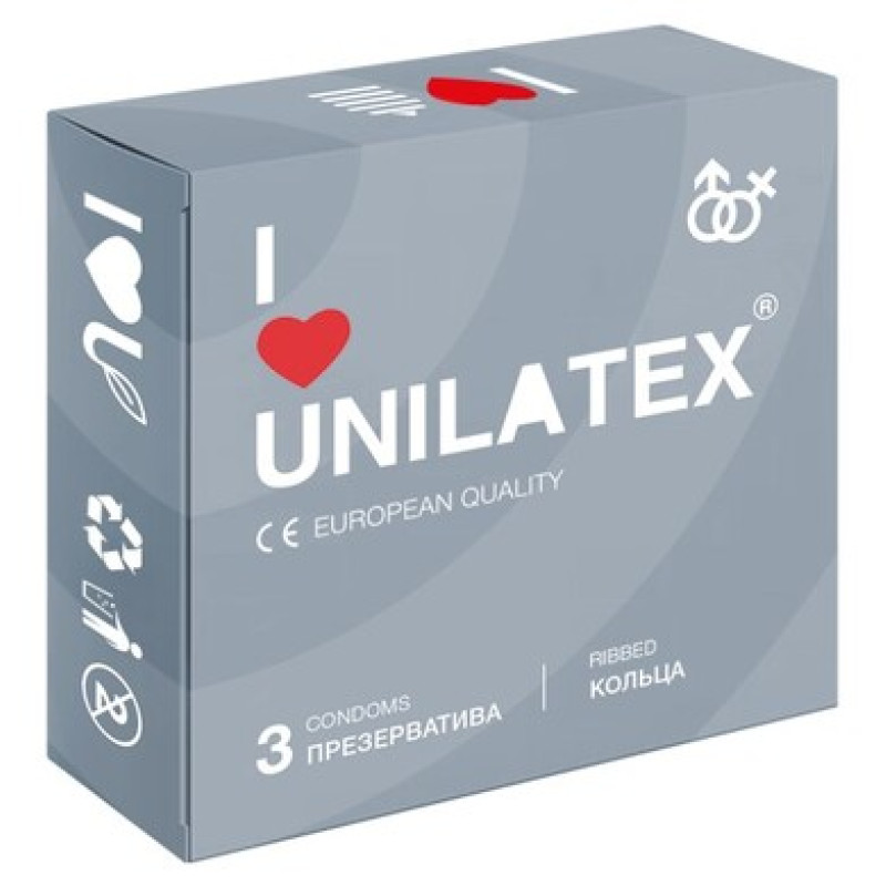 Презервативы с рифленой поверхностью Unilatex RIBBED (3 шт)