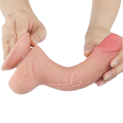 Реалистичный фаллоимитатор на присоске Sliding Skin Dual Layer Dong 19.5 см