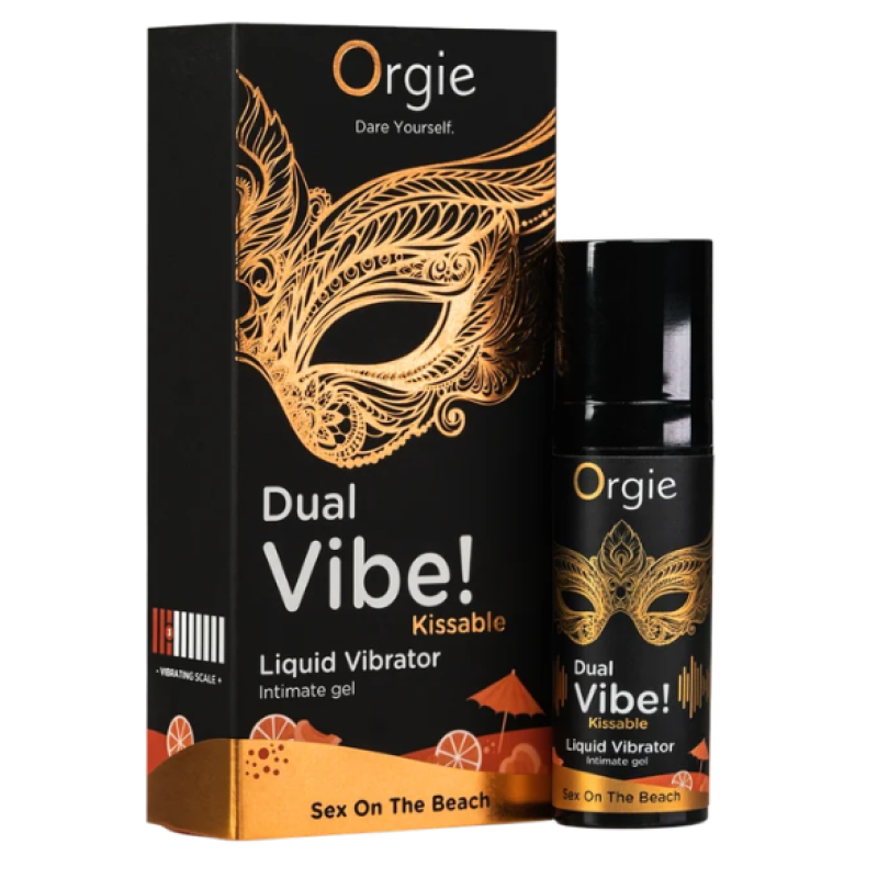 Съедобный жидкий вибратор со вкусом коктейля "Секс на пляже" DUAL VIBE! KISSABLE 15 мл