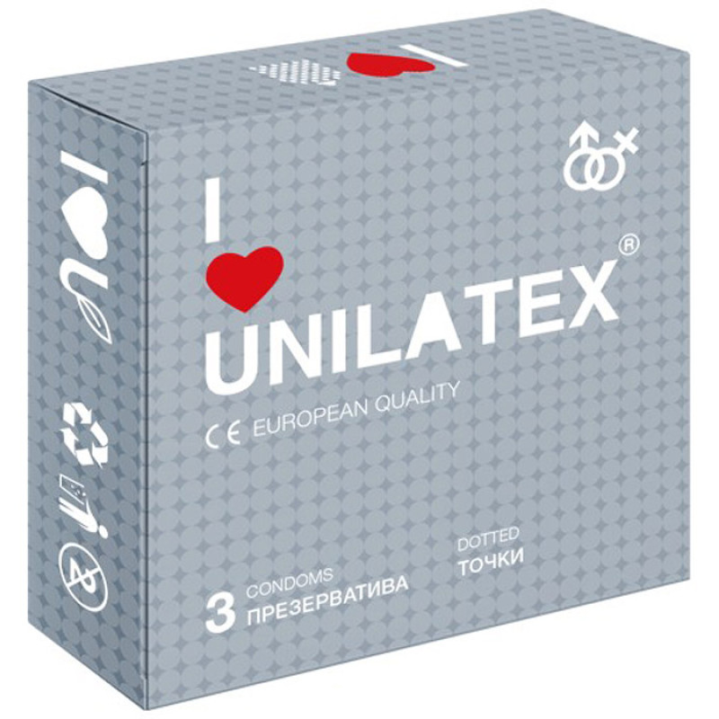 Презервативы с точечной поверхностью Unilatex Dotted (3 шт)