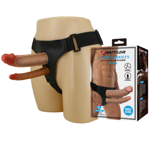 Страпон-трусы с двойным дилдо Pretty Love Harness Briefs Mason