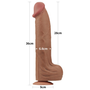 Реалистичный фаллоимитатор на присоске Sliding Skin Dual Layer Dong 36 см (иной угол)