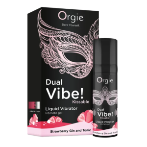 Съедобный жидкий вибратор со вкусом клубники и джин-тоника DUAL VIBE! KISSABLE 15 мл