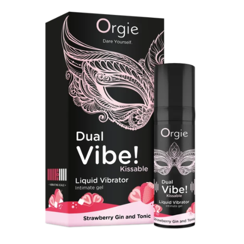 Съедобный жидкий вибратор со вкусом клубники и джин-тоника DUAL VIBE! KISSABLE 15 мл