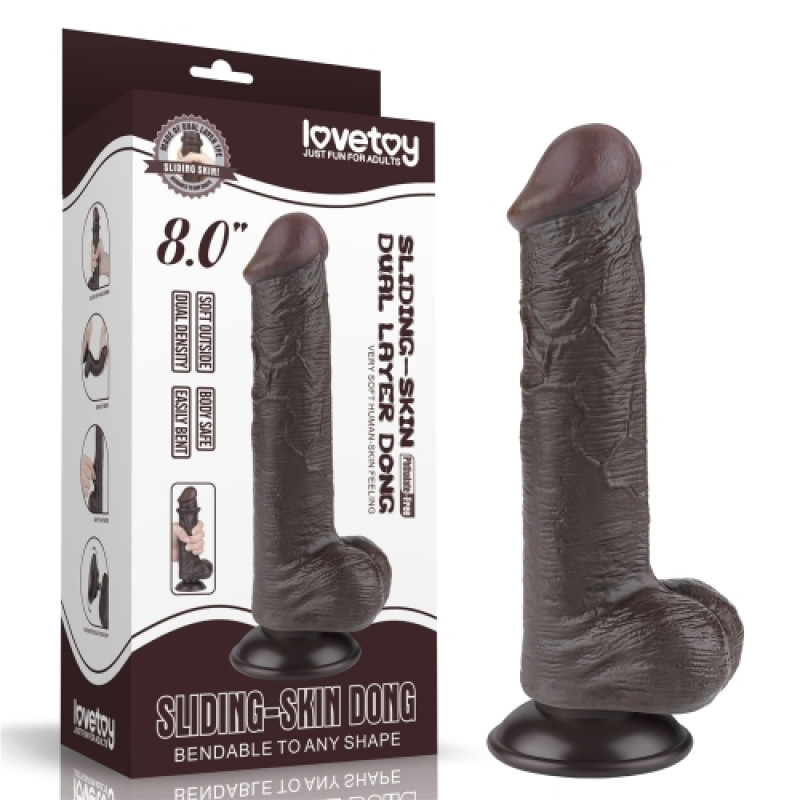 Реалистичный фаллоимитатор на присоске Sliding Skin Dual Layer Dong 20,8 см