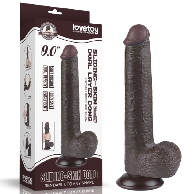 Реалистичный фаллоимитатор на присоске Sliding Skin Dual Layer Dong 22 см