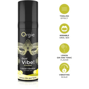 Съедобный жидкий вибратор со вкусом лимона и джин-тоника DUAL VIBE! KISSABLE 15 мл (иной угол)