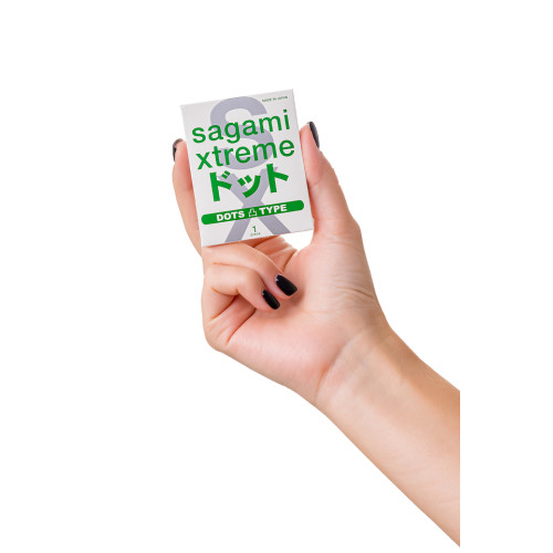 Презервативы анатомической формы с рельефными точками латексные Sagami Xtreme dots Type-E (1 шт)