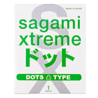 Презервативы анатомической формы с рельефными точками латексные Sagami Xtreme dots Type-E (1 шт)