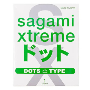 Презервативы анатомической формы с рельефными точками латексные Sagami Xtreme dots Type-E (1 шт)